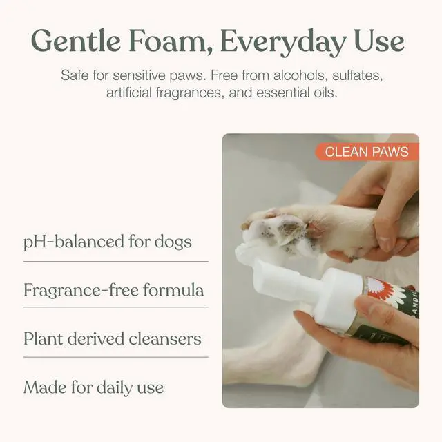 Alt view image 4 of 7 - Dog Paw Cleaner, Clean Paws, Dog Paw Washer, No Rinse Foam Cleaner for Dogs, Fragrance Free pH Balanced Foaming Washer with Silicone Brush, Pet Cleaning Supplies, 5 fl oz