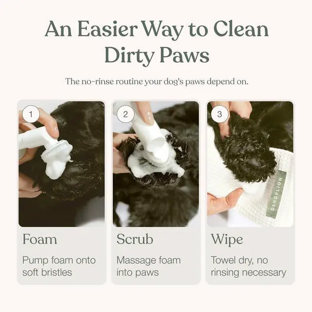 Alt view image 6 of 7 - Dog Paw Cleaner, Clean Paws, Dog Paw Washer, No Rinse Foam Cleaner for Dogs, Fragrance Free pH Balanced Foaming Washer with Silicone Brush, Pet Cleaning Supplies, 5 fl oz