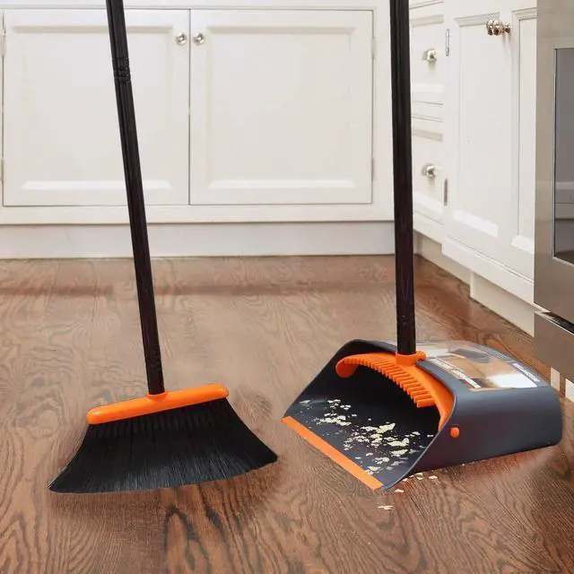 Alt view image 4 of 7 - Broom and Dustpan Set with 52" Long Handle for Home Kitchen Room Office Lobby Floor Use Upright Stand Up Stand Up Broom with Dustpan Combo