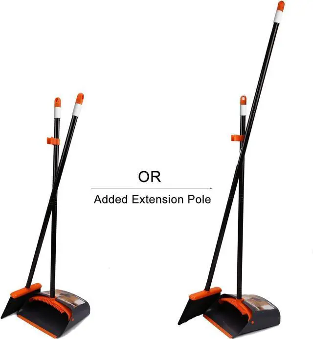 Alt view image 5 of 7 - Broom and Dustpan Set with 52" Long Handle for Home Kitchen Room Office Lobby Floor Use Upright Stand Up Stand Up Broom with Dustpan Combo