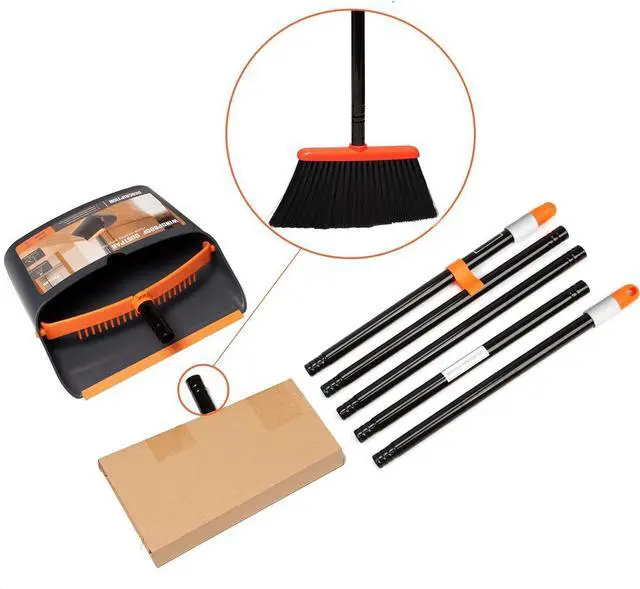 Alt view image 7 of 7 - Broom and Dustpan Set with 52" Long Handle for Home Kitchen Room Office Lobby Floor Use Upright Stand Up Stand Up Broom with Dustpan Combo