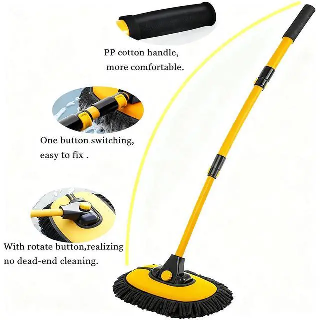 Alt view image 2 of 6 - Car Wash Brush with Long Handle, Microfiber Towels Car Wash Kit Cleaning Supplies, Car Wash Mop Mitt with 2 Replacement Head , Extension Pole Car Brush Cleaning Kit for Cars Trucks