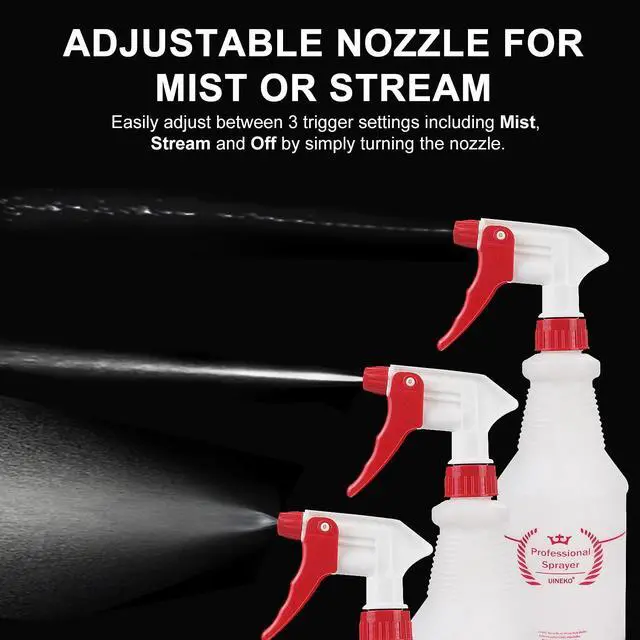 Alt view image 2 of 7 - Plastic Spray Bottle (4 Pack, 24 Oz, All-Purpose) Heavy Duty Spraying Bottles Leak Proof Mist Empty Water Bottle for Cleaning Solution Planting Pet with Adjustable Nozzle and Measurements