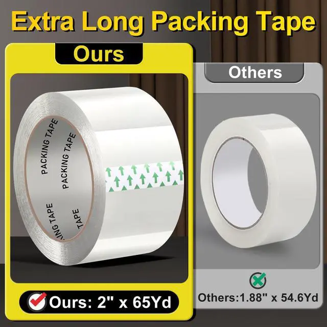 Alt view image 5 of 7 - Clear Packing Tape, Heavy Duty Packaging Tape Refills 6 Rolls, 2 inch x 65 Yards, Shipping Tape Box Tape Mailing Tape for Shipping Packaging Moving Sealing and Storage, Fathers Gifts