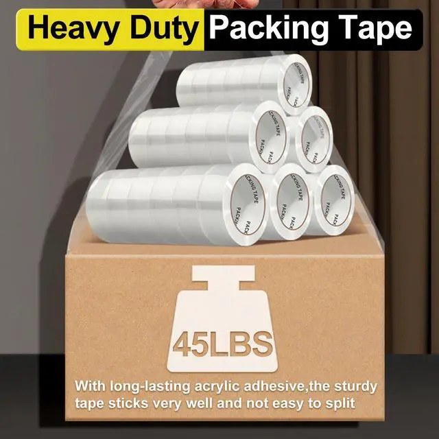 Alt view image 7 of 7 - Clear Packing Tape, Heavy Duty Packaging Tape Refills 6 Rolls, 2 inch x 65 Yards, Shipping Tape Box Tape Mailing Tape for Shipping Packaging Moving Sealing and Storage, Fathers Gifts