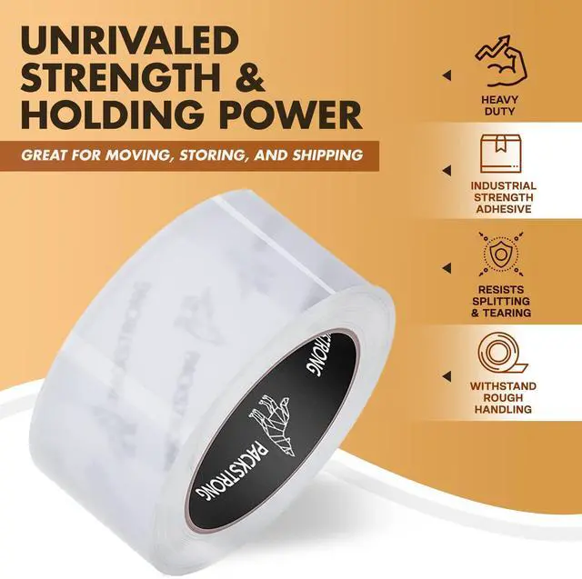 Alt view image 2 of 7 - Industrial Grade Clear Packing Tape 6 Rolls - 110 Yards per Roll - 3" Wide x 2.0 mil Thick, BOPP Adhesive Heavy Duty Tape for Box Office Moving Packaging Shipping