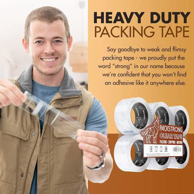 Alt view image 6 of 7 - Industrial Grade Clear Packing Tape 6 Rolls - 110 Yards per Roll - 3" Wide x 2.0 mil Thick, BOPP Adhesive Heavy Duty Tape for Box Office Moving Packaging Shipping