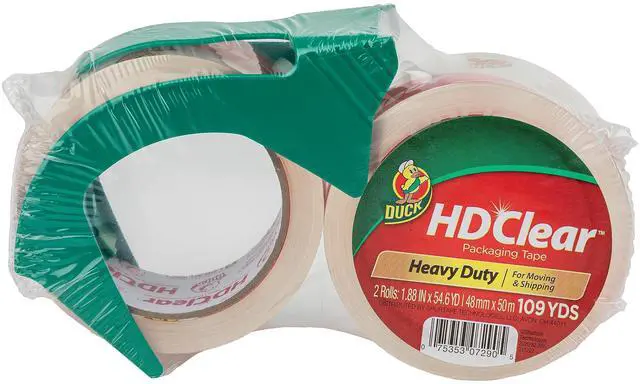 Main image of HD Clear Packing Tape with Dispenser - 2 Rolls of Heavy Duty Shipping and Moving Packing Tape - Clear Strong Packaging Tape for Boxes, Packing and Moving Supplies - 1.88 In. x 54.6 Yards (393184)