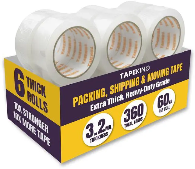 Main image of Clear Packing Tape Ultra Thick | 60 Yards Per Roll (6 Rolls) | 2 Inch Wide Heavy Duty Packing Tape 3.2mil Strong Adhesive for Moving Boxes, Shipping Cartons, Office Use, Sealing (360 Yards)