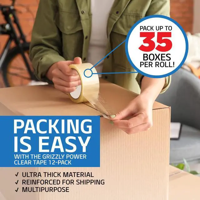 Alt view image 2 of 7 - Clear Packing Tape (12 Rolls) | Heavy Duty Packing Tape (2 Inch x 65 Yards) | 2.8mil Thick Strong Adhesive for Moving Boxes, Shipping Cartons, Office Use, Storage & Wrapping (780 Yards)