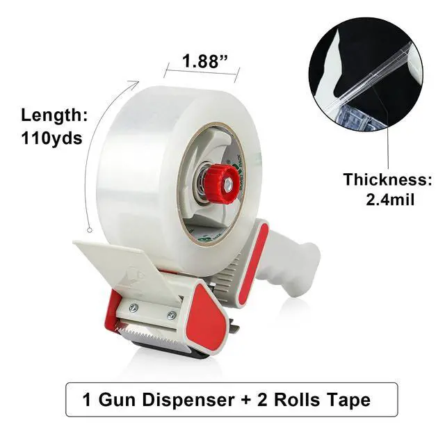Alt view image 3 of 7 - Heavy Duty Packing Tape 2 Rolls, 1.88 inch x 110 Yards Clear Packing Tape with Dispenser Packaging Tape for Shipping Moving Strong Sealing Adhesive Industrial Depot Tapes for Storage