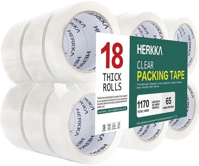 Main image of Clear Packing Tape, 18 Rolls Heavy Duty Packaging Tape for Shipping Packaging Moving Sealing, Thicker Clear Packing Tape, 1.88 inches Wide, 65 Yards Per Roll, 1170 Total Yards