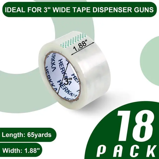 Alt view image 3 of 7 - Clear Packing Tape, 18 Rolls Heavy Duty Packaging Tape for Shipping Packaging Moving Sealing, Thicker Clear Packing Tape, 1.88 inches Wide, 65 Yards Per Roll, 1170 Total Yards