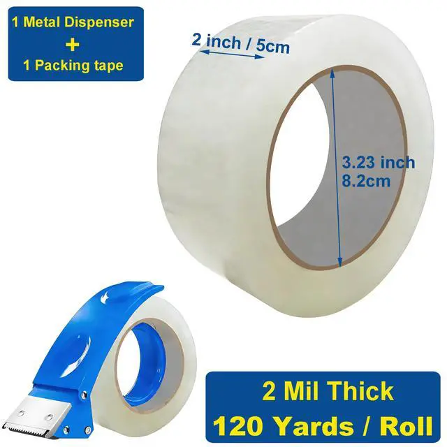 Alt view image 2 of 7 - 2 in Clear Packing Tape and Dispenser 120 Yard