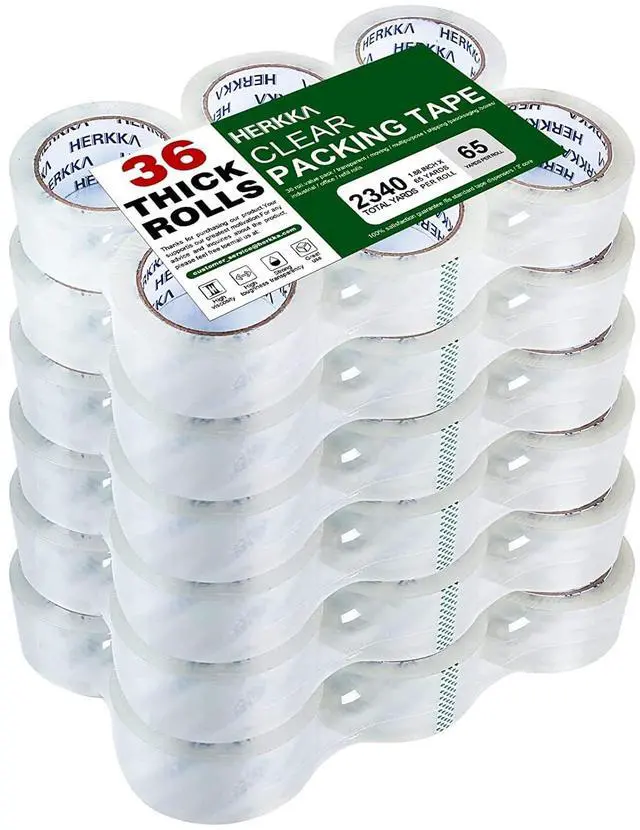 Main image of Clear Packing Tape, 36 Rolls Heavy Duty Packaging Tape for Shipping Packaging Moving Sealing, Thicker Clear Packing Tape, 1.88 inches Wide, 65 Yards Per Roll, 2340 Total Yards