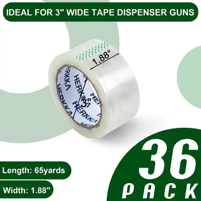 Alt view image 3 of 7 - Clear Packing Tape, 36 Rolls Heavy Duty Packaging Tape for Shipping Packaging Moving Sealing, Thicker Clear Packing Tape, 1.88 inches Wide, 65 Yards Per Roll, 2340 Total Yards