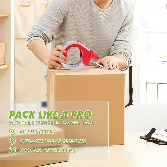 Alt view image 5 of 7 - Packing Tape, 12 Rolls Heavy Duty Clear Packaging Tape for Shipping Packaging Moving Sealing, 1.88 inches Wide, 65 Yards Per Roll, Total 780 Yards with 2 Dispensers