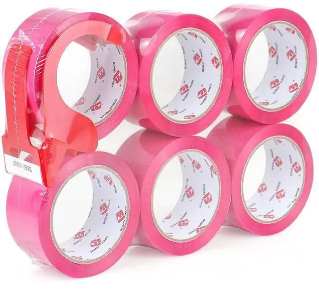 Main image of Heavy Duty 6 Rolls Colored Moving Tape with Dispenser 1.88 Inch x 60 Yard, Pink Packaging Tape 2.4 mil Packing Tape for Shipping, Moving, Mailing & Storage