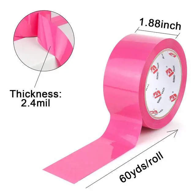 Alt view image 2 of 7 - Heavy Duty 6 Rolls Colored Moving Tape with Dispenser 1.88 Inch x 60 Yard, Pink Packaging Tape 2.4 mil Packing Tape for Shipping, Moving, Mailing & Storage