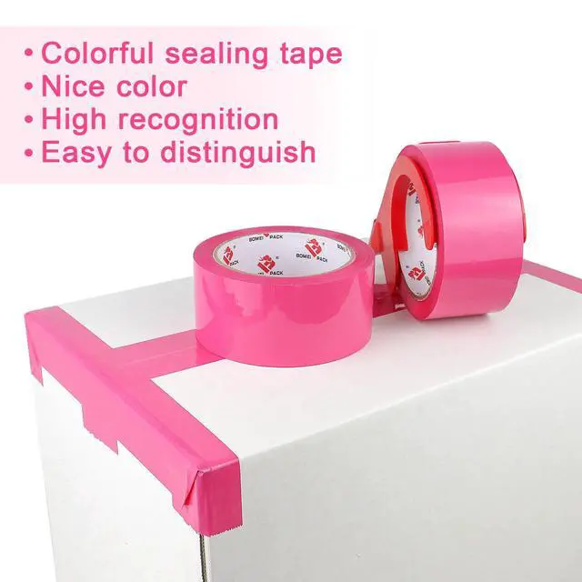 Alt view image 3 of 7 - Heavy Duty 6 Rolls Colored Moving Tape with Dispenser 1.88 Inch x 60 Yard, Pink Packaging Tape 2.4 mil Packing Tape for Shipping, Moving, Mailing & Storage