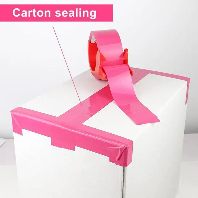 Alt view image 5 of 7 - Heavy Duty 6 Rolls Colored Moving Tape with Dispenser 1.88 Inch x 60 Yard, Pink Packaging Tape 2.4 mil Packing Tape for Shipping, Moving, Mailing & Storage