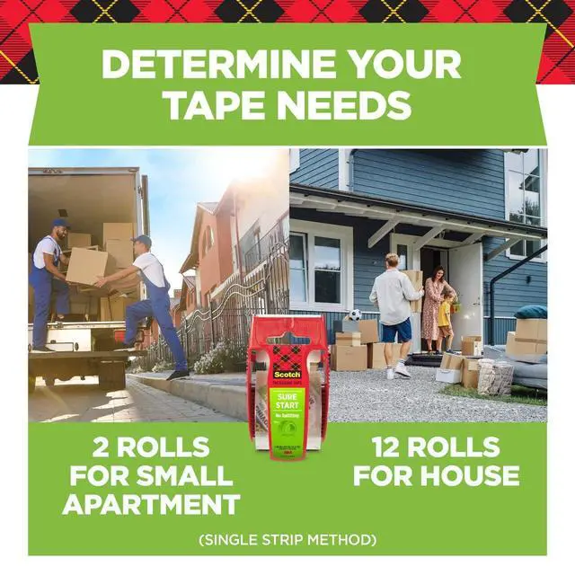 Alt view image 5 of 7 - Sure Start Packing Tape 6-Pack, 1.88 x 25 yd Rolls Quiet Easy Unwind, Strong Seal for Shipping & Moving Boxes, No Splitting or Tearing, Clear Adhesive Tape Refill for Packing/Mailing