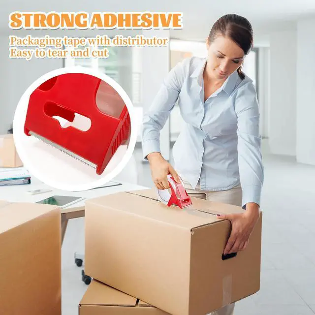 Alt view image 2 of 7 - 2-Pack Clear Packing Tape with Dispenser, 2.7mil x 1.88 Inches x 55 Yards Heavy Duty Packaging Tape, Strong Adhesive Packing Tape for Moving Boxes, Shipping, Mailing and Storages
