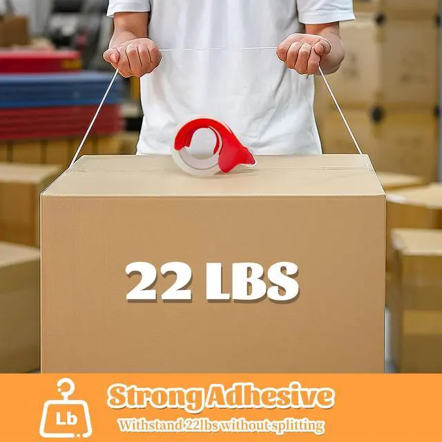 Alt view image 3 of 7 - 2-Pack Clear Packing Tape with Dispenser, 2.7mil x 1.88 Inches x 55 Yards Heavy Duty Packaging Tape, Strong Adhesive Packing Tape for Moving Boxes, Shipping, Mailing and Storages