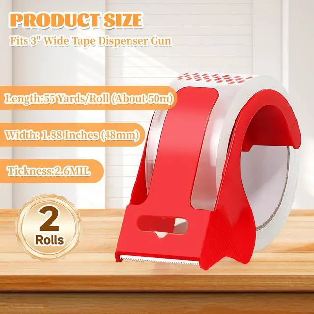 Alt view image 4 of 7 - 2-Pack Clear Packing Tape with Dispenser, 2.7mil x 1.88 Inches x 55 Yards Heavy Duty Packaging Tape, Strong Adhesive Packing Tape for Moving Boxes, Shipping, Mailing and Storages