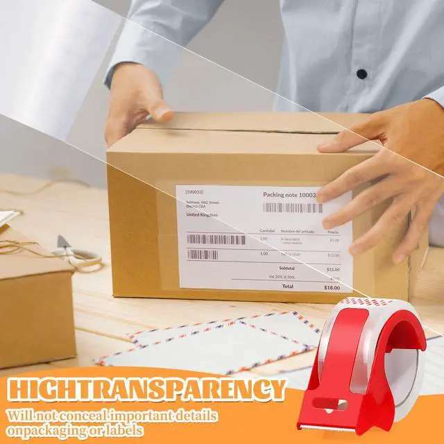 Alt view image 7 of 7 - 2-Pack Clear Packing Tape with Dispenser, 2.7mil x 1.88 Inches x 55 Yards Heavy Duty Packaging Tape, Strong Adhesive Packing Tape for Moving Boxes, Shipping, Mailing and Storages