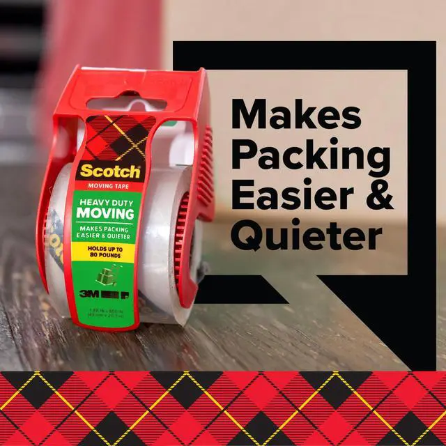 Alt view image 2 of 7 - Heavy Duty Moving Packing Tape, Clear, Makes Packing Easier & Quieter, 1.88 in. x 22.2 yd., 6 Tape Roll with Dispensers