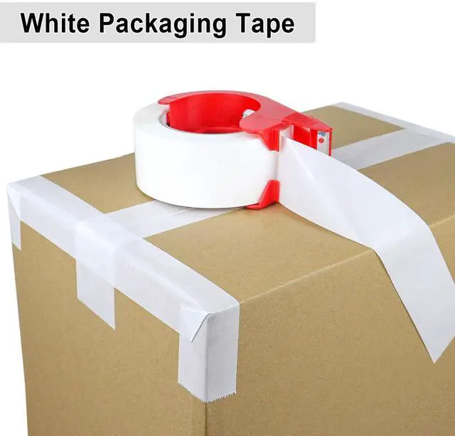 Alt view image 3 of 7 - Packing Tape with Red Dispenser White Packaging Tape for Shipping Moving Strong Sealing Adhesive Industrial Depot Tapes for Storage 1.88 inch x 55 Yards, 3 Rolls