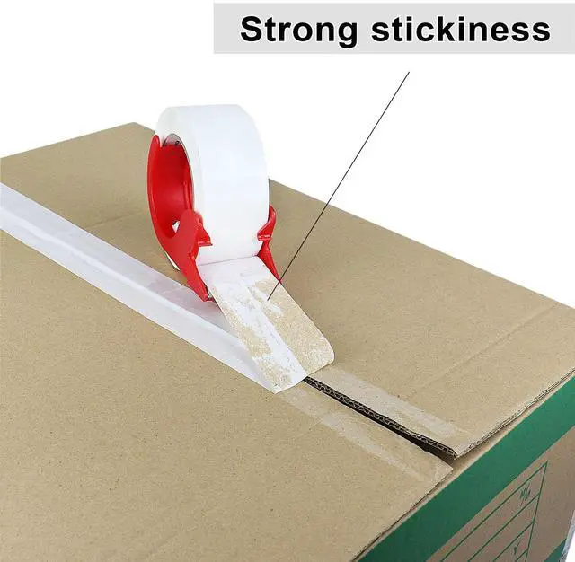 Alt view image 5 of 7 - Packing Tape with Red Dispenser White Packaging Tape for Shipping Moving Strong Sealing Adhesive Industrial Depot Tapes for Storage 1.88 inch x 55 Yards, 3 Rolls