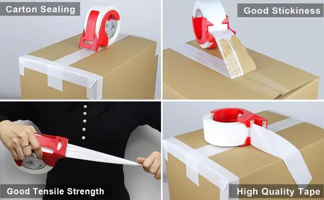 Alt view image 7 of 7 - Packing Tape with Red Dispenser White Packaging Tape for Shipping Moving Strong Sealing Adhesive Industrial Depot Tapes for Storage 1.88 inch x 55 Yards, 3 Rolls