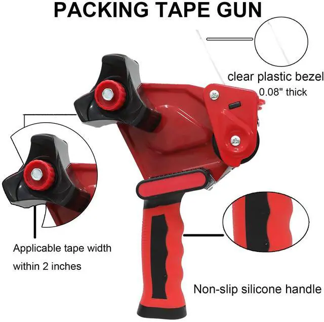 Alt view image 2 of 6 - 2-Pack Heavy Duty Tape Dispenser Gun, 2 Inch Professional Packing Tape Gun w/Ergonomic Silicone Non-Slip Handle. High-Volume Shipping & Moving Tool for Warehouse, E-Commerce, Amazon FBA Prep