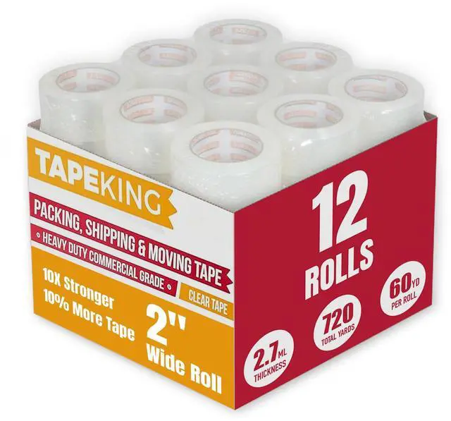 Main image of Clear Packing Tape (12 Rolls) | 60 Yards Per Roll Heavy Duty Packing Tape 2.7mil Strong Adhesive for Moving Boxes, Shipping Cartons, Office Use, Storage & Wrapping