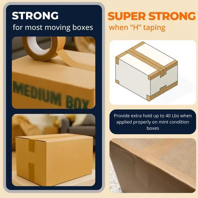 Alt view image 5 of 7 - Kraft Paper Packing Tape, Hand-Tear, Shipping, Storage & Moving, 2-Pack