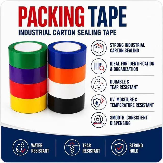 Alt view image 2 of 6 - Orange Packing Tape, 2 Inch x 110 Yards, Industrial Carton Sealing Tape, Strong Acrylic Packaging Tape for Shipping, Moving, Color Coding, Box Sealing and Warehouse Use
