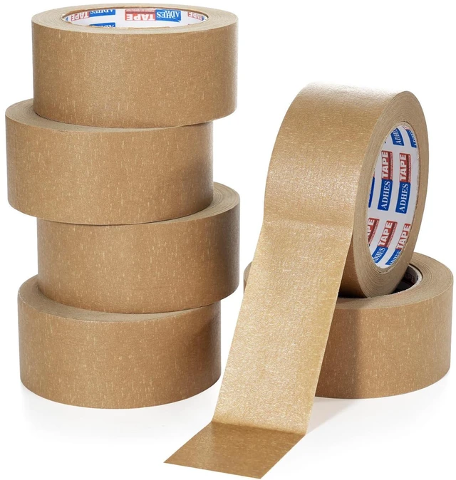 Main image of Heavy Duty Kraft Paper Tape, 2in x 43yds x 6rolls Eco Friendly & Biodegradable, Writable & Uncoated Brown Packing Tape Paper Packing Tape for Masking, Sealing, Packaging Use