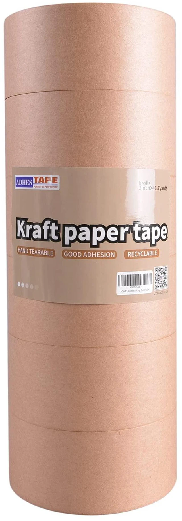 Alt view image 7 of 7 - Heavy Duty Kraft Paper Tape, 2in x 43yds x 6rolls Eco Friendly & Biodegradable, Writable & Uncoated Brown Packing Tape Paper Packing Tape for Masking, Sealing, Packaging Use