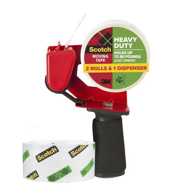 Main image of Heavy Duty Moving Packing Tape, Clear, Makes Packing Easier & Quieter, 1.88 in. x 54.6 yd., 2 Tape Rolls with 1 Heavy Duty Dispenser