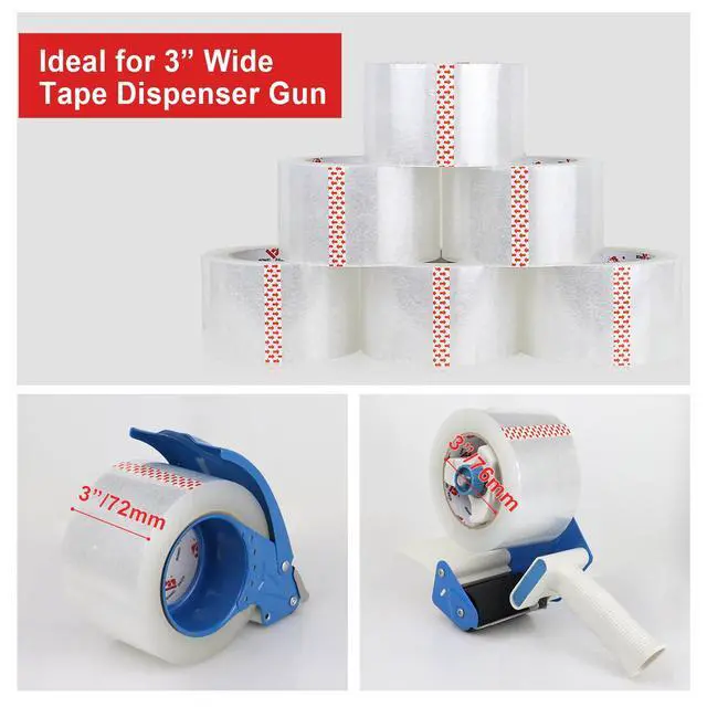 Alt view image 3 of 7 - 3" Heavy Duty Packing Tape - 3 inch x 110 Yards, 2.4 mil Thick, Clear 3 Inch Wide Package Tape 6 Rolls, Total 660Y for Shipping, Mailing, Moving & Storage