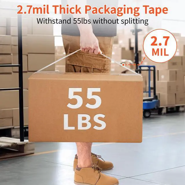Alt view image 5 of 7 - 12 Rolls Clear Packing Tape with 2 Dispensers, Heavy Duty Packaging Tape Refills for Shipping Packaging Mailing, 2.7mil Thick, 1.88 inches Wide, 55 Yards Per Roll, 660 Total Yards