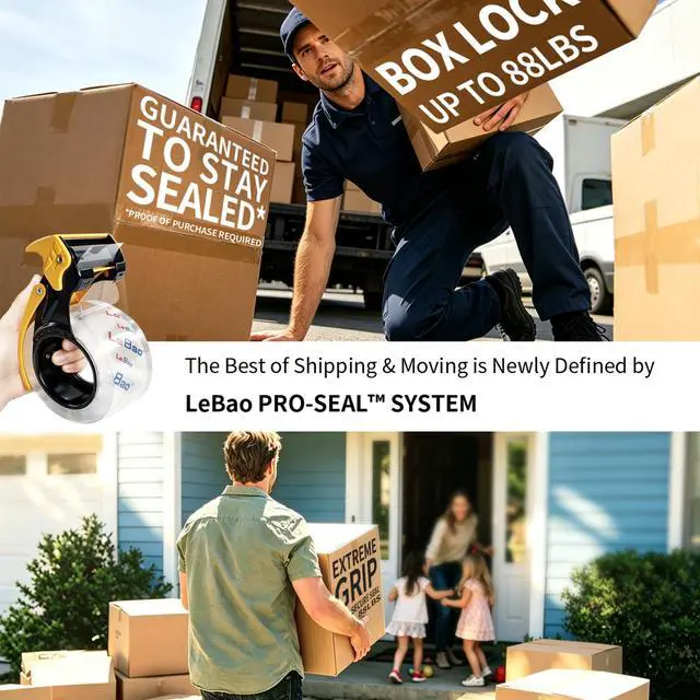 Alt view image 3 of 7 - Heavy-Duty Packaging Tape with Dispenser, 6 Rolls Packing Tape, 2 inch x 66 yd. x 2.8 mil per roll, Strong Adhesive HD Clear Package Tape for Pack Boxes Shipping Supplies Moving