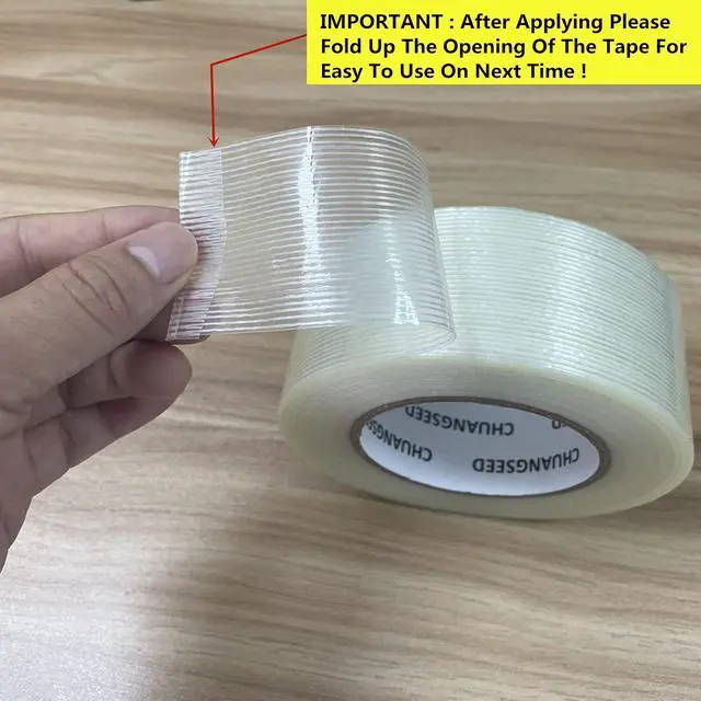 Alt view image 3 of 6 - 6-Pack Mono Filament Strapping Tape 6.2mil x 2Inch x 60yds Commodity Grade Heavy Duty Transparent Reinforced Fiberglass Tape