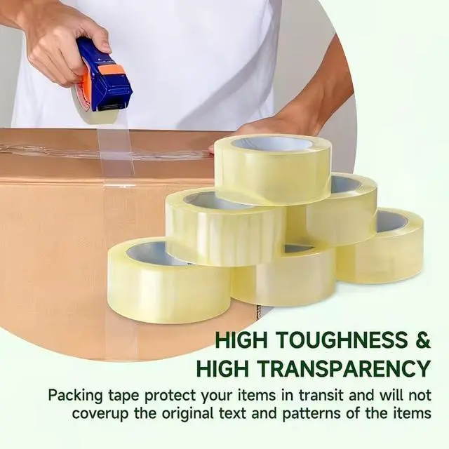 Alt view image 3 of 7 - Clear Packing Tape 1 pcs. 2" x 110 Yards, 1.8 MIL BOPP Transparent Shipping Tape, High Adhesion Box Sealing Tape for Moving, Packaging, Office & Home Use