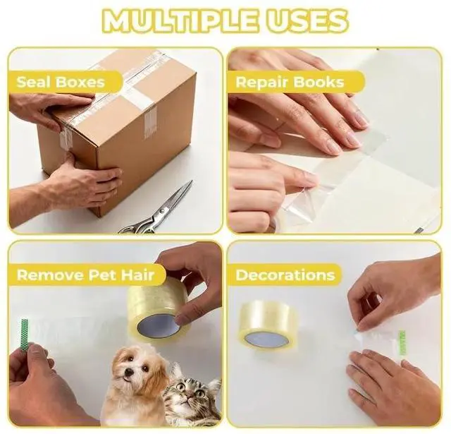 Alt view image 7 of 7 - Clear Packing Tape 1 pcs. 2" x 110 Yards, 1.8 MIL BOPP Transparent Shipping Tape, High Adhesion Box Sealing Tape for Moving, Packaging, Office & Home Use