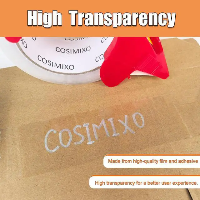 Alt view image 3 of 7 - Heavy Duty Clear Packing Tape 2.5Mil x 1.88" x 55Yards, 6 Rolls with Dispenser, Industrial Transparent Packaging Tape for Shipping Moving Sealing