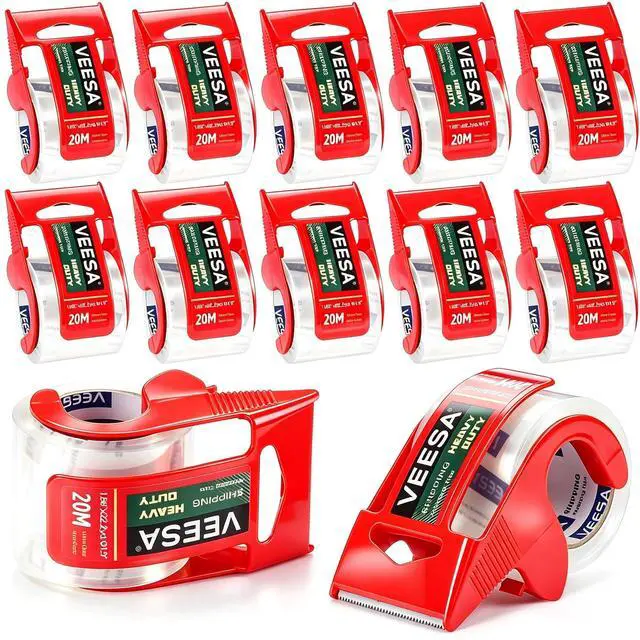 Main image of Shipping Packaging Tape, 12 Dispensered Rolls, Clear Packing Tape for Shipping and Moving,1.5" Core, Office & Home Supplies, 1.88" x 22.2 yd, 3 mil Thick