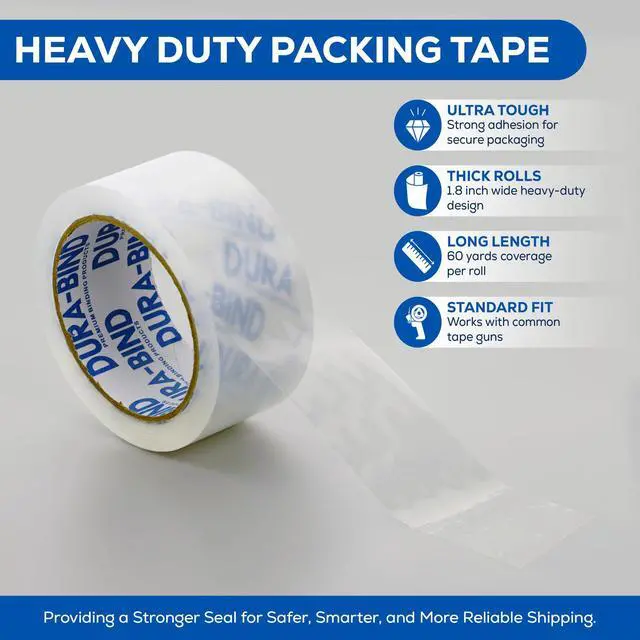Alt view image 5 of 7 - Heavy Duty Packing Tape 6 Pack. Rolls are 60 Yards x 2in. Tough Clear Tape for Shipping, Packing, Moving, Mailing, and All Box Types. Professional Grade. (6)